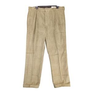 NWT Vtg 90s Oakton Limited Beige Corduroy Pants Men's 36x29 Pleated Cuff Preppy